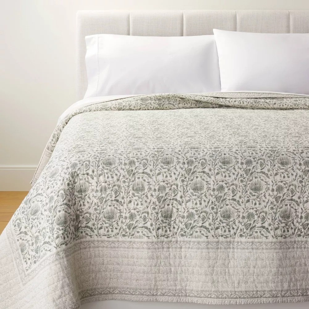 Queen Decorative Border Cotton Slub Print Quilt - Threshold Studio McGee
